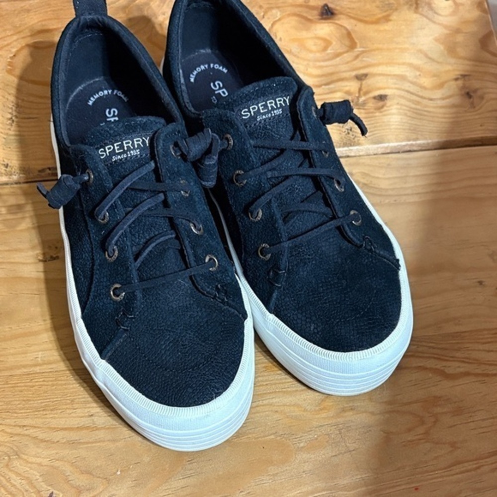 Sperry Women's Black Sneakers with White Soles